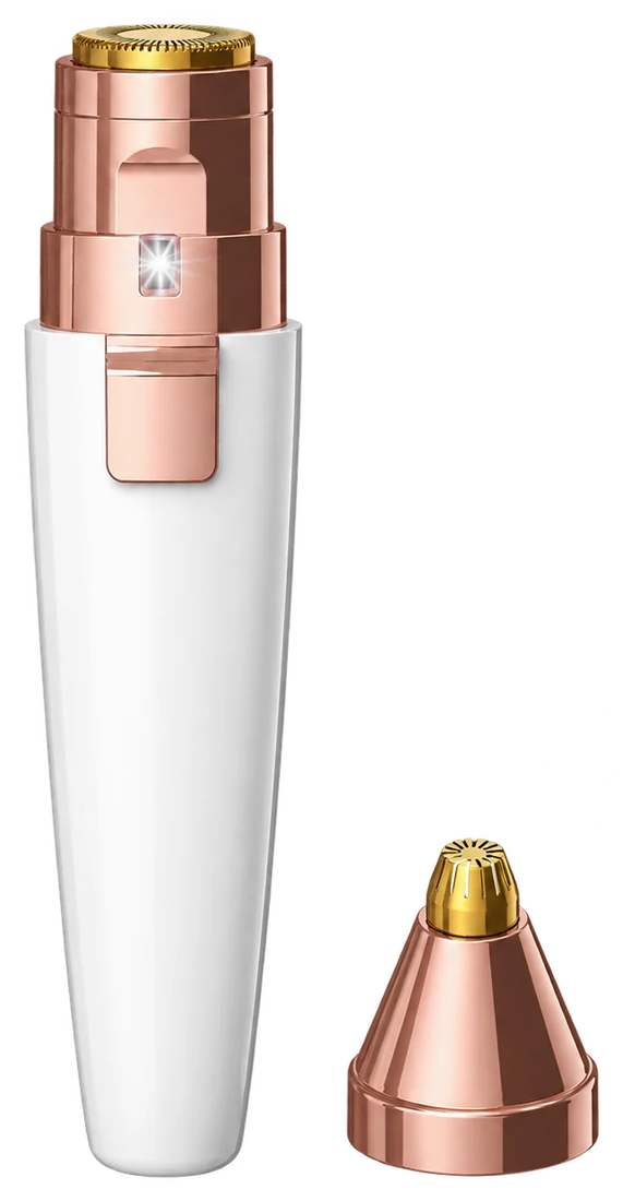 VIFERA 2-in-1 face and eyebrow trimmer for women in white, its eyebrow tip beside it