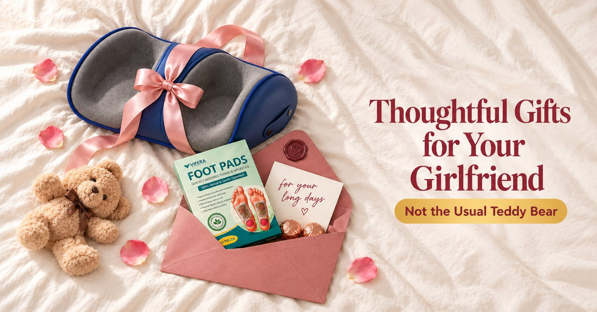 The VIFERA foot massager, foot patches and a love letter as gifts for a girlfriend