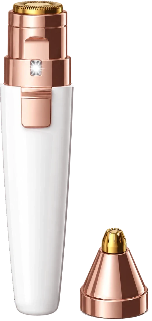 VIFERA 2-in-1 face and eyebrow trimmer for women in white, its eyebrow tip beside it